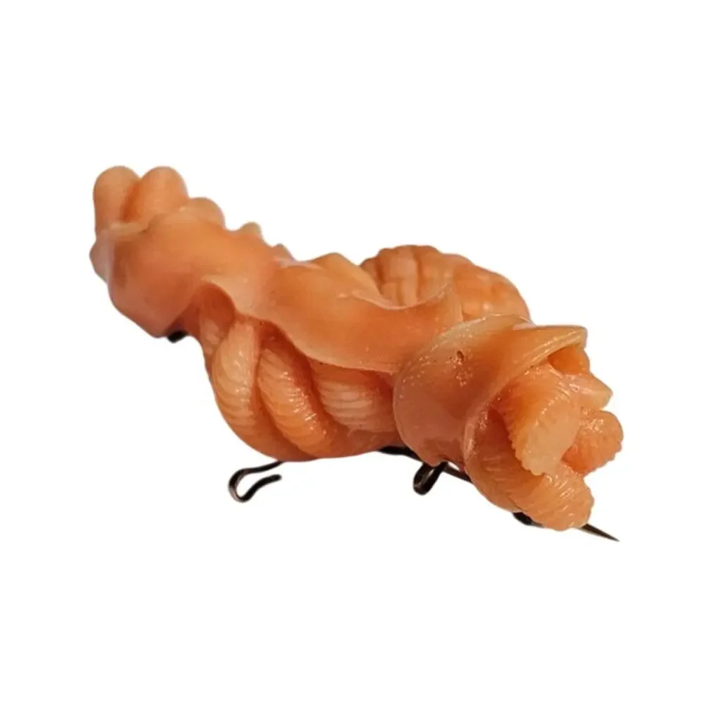 Antique Victorian Carved Coral Pendant Brooch 12k Gold Rope Ribbon Basket Tiara - Picture 5 of 9